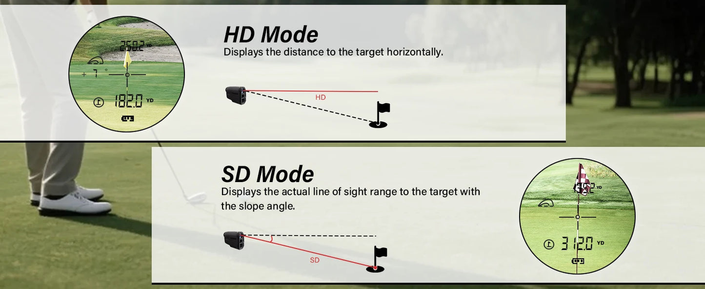 6X Golf And Hunting Laser Rangefinder 1000m With Slope Flag Lock And Speed Mode