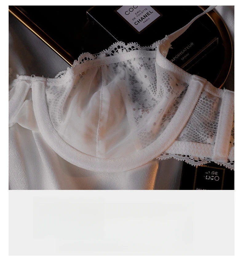 Womens Lace Half Cup Underwire Push Up Bra Set