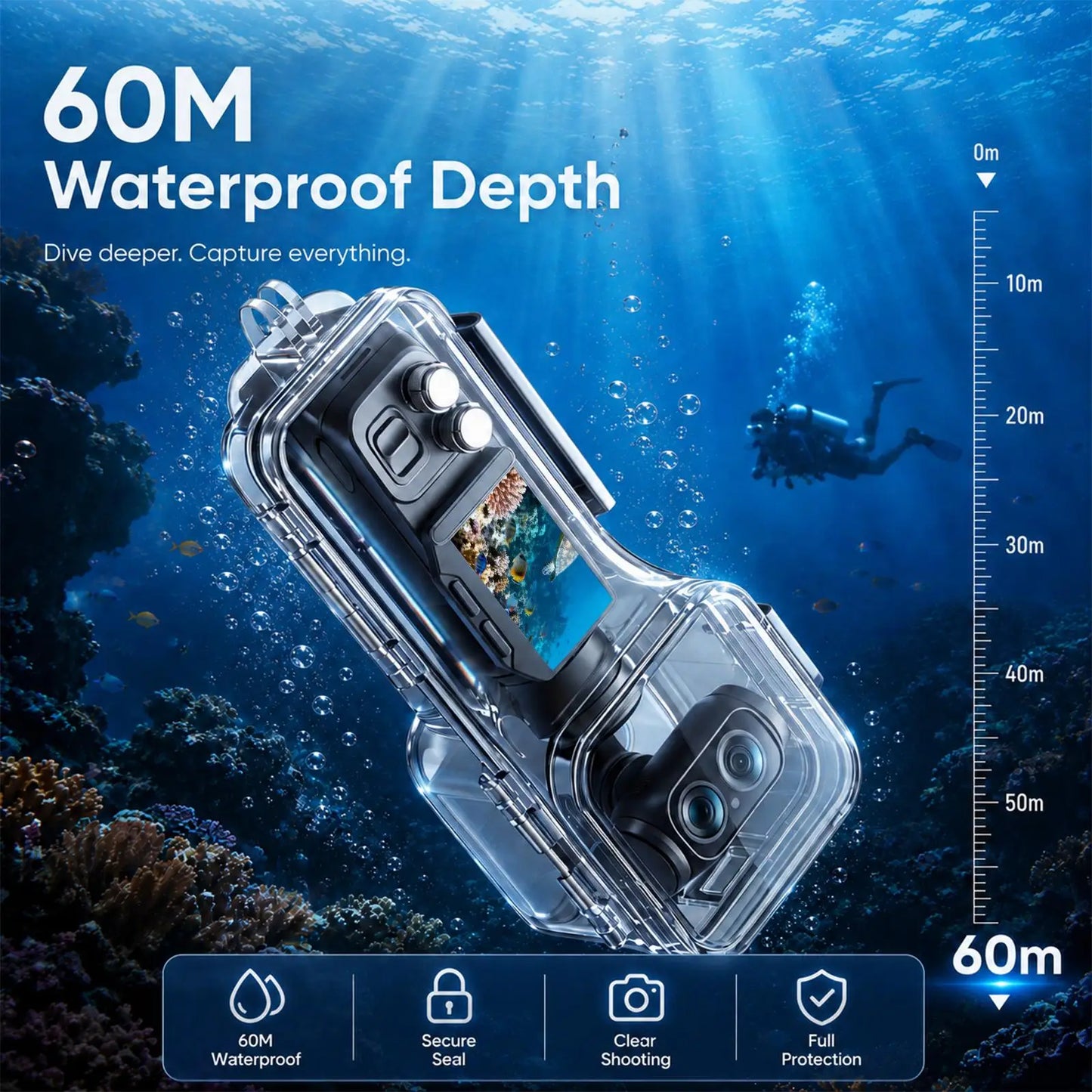 60 Metre Waterproof Diving Case for Insta360 Luna Ultra