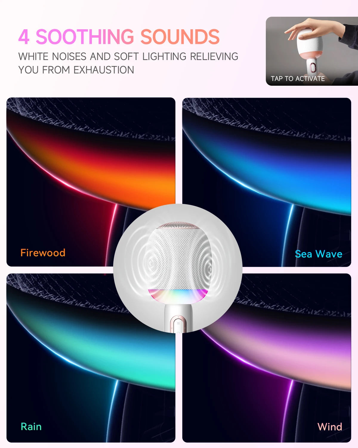 Wireless Bluetooth Karaoke Microphone 5-in-1 Portable Handheld Mic Speaker with Dynamic LED Lights for Car & Party