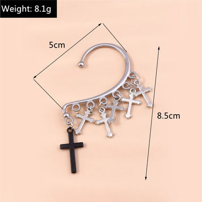 1Pc Fashion Punk Cross Clip Earring for Teens Ear Cuffs Zinc Alloy Cool Jewelry Vintage Retro Metal Earrings