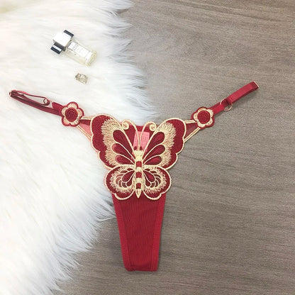 Customized Letters Butterfly Women G String Underwear Thongs Ladies Lace Briefs Transparent