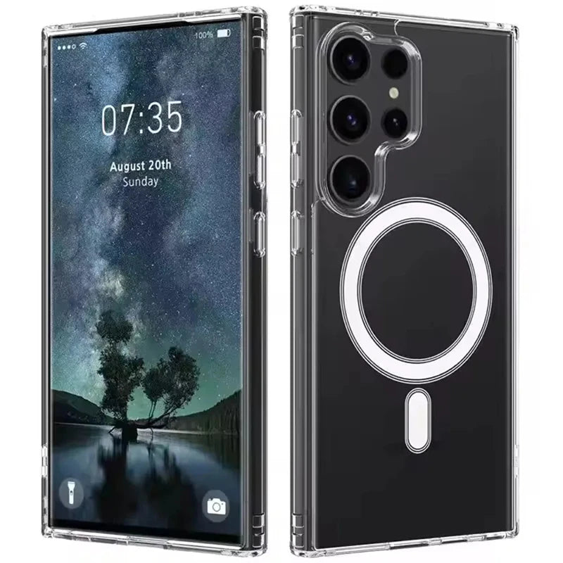 Magsafe  HD Transparent Acrylic Phone Case For Samsung S25 Ultra Egde S23 S24 Ultra Plus