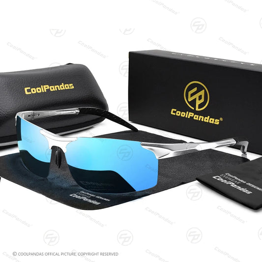 Aluminum Polarized Sunglasses UV400 Anti-Glare Driving Glasses Outdoor Rectangle Shades for Men