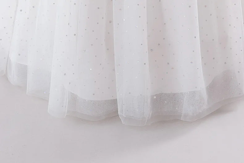 Girls Princess Dress - Fluffy Tulle Ball Gown with Bow Belt First Birthday Party Dress, Flower Girl Wedding Outfit