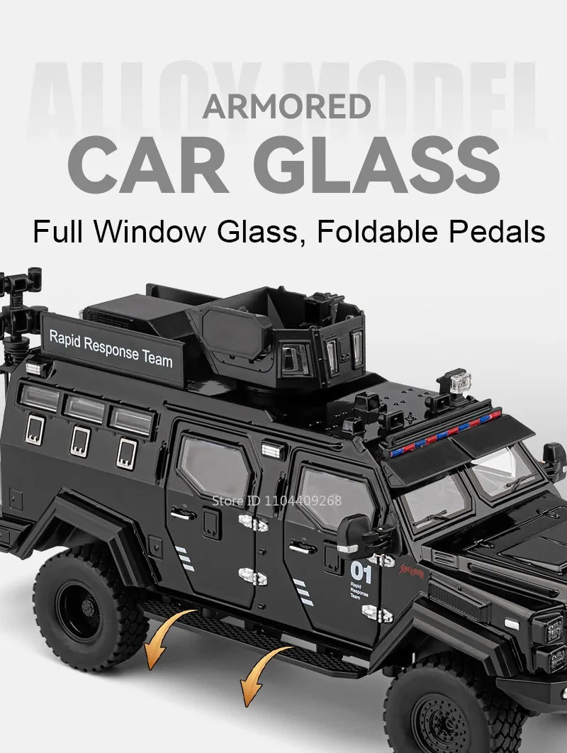 Scale 1:24 Sabertooth Car Model Toy Doors Opened Pull Back Metal Diecast Shock Absorption Armored Vehicles Desktop Ornaments