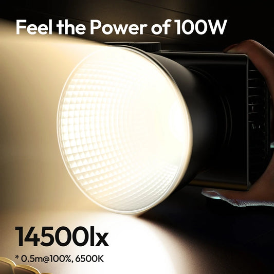 C01 100W Handheld LED COB Video Light – Bi-Color 2700K-6500K, Mini Bowens Mount, Type-C Charging