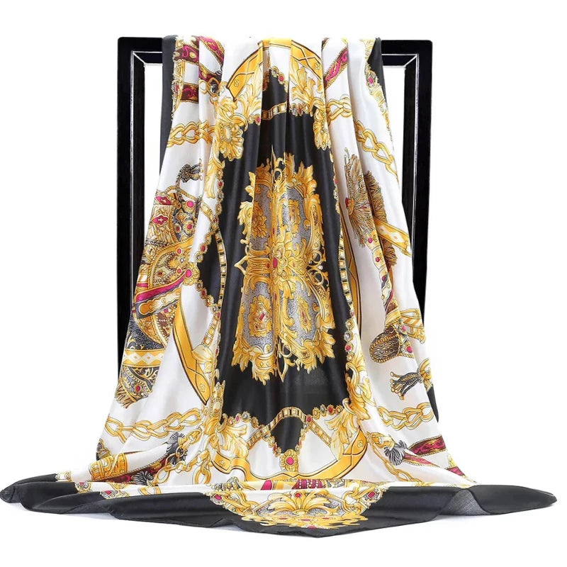 Scarves For Women Print Silk Satin Head Scarf Female Luxury Brand Square Shawl Large Hijab Scarfs