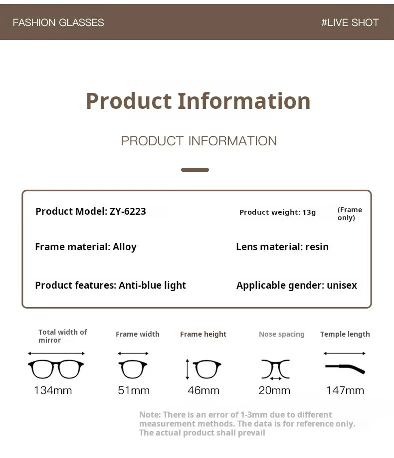 Womens Retro Round Rimless Progressive Multifocal Prescription Glasses