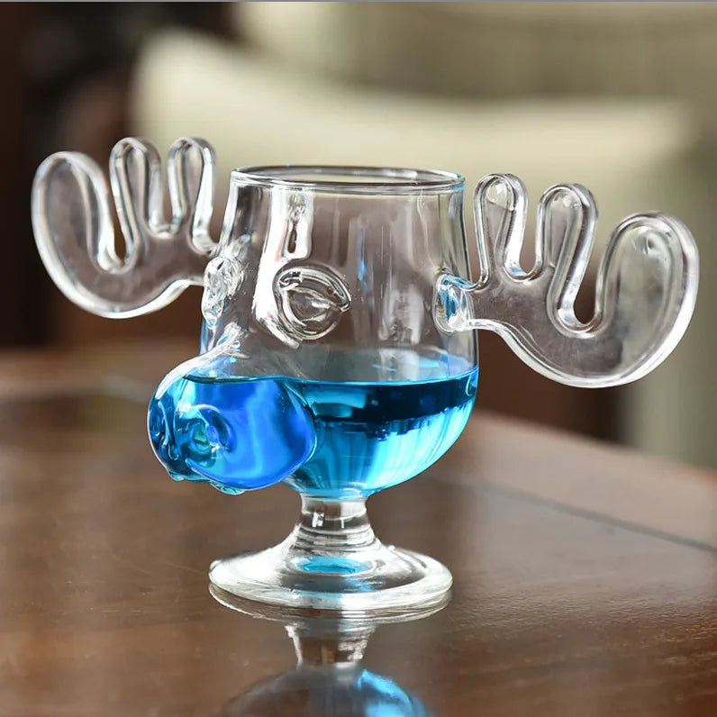 1/2pcs Reindeer Wine Glass Cocktail Juice Cup Clear Beer Mug Water Milk COFFE Whiskey Glasses Drinkware Shot Cups