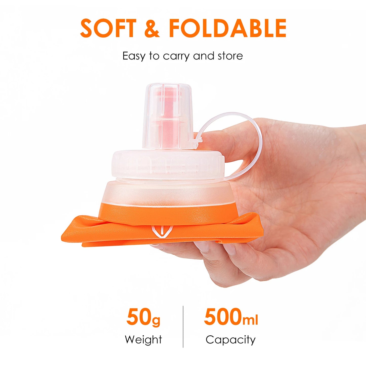 350ml/500ml Soft Flask Foldable Silicone Water Bottle TPU Running Kettle Outdoor Camping Running Cycling