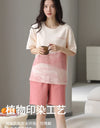 2-Pcs Women’s Cotton Pajama Set – Breathable Short Sleeve Summer Sleepwear with Cute Prints