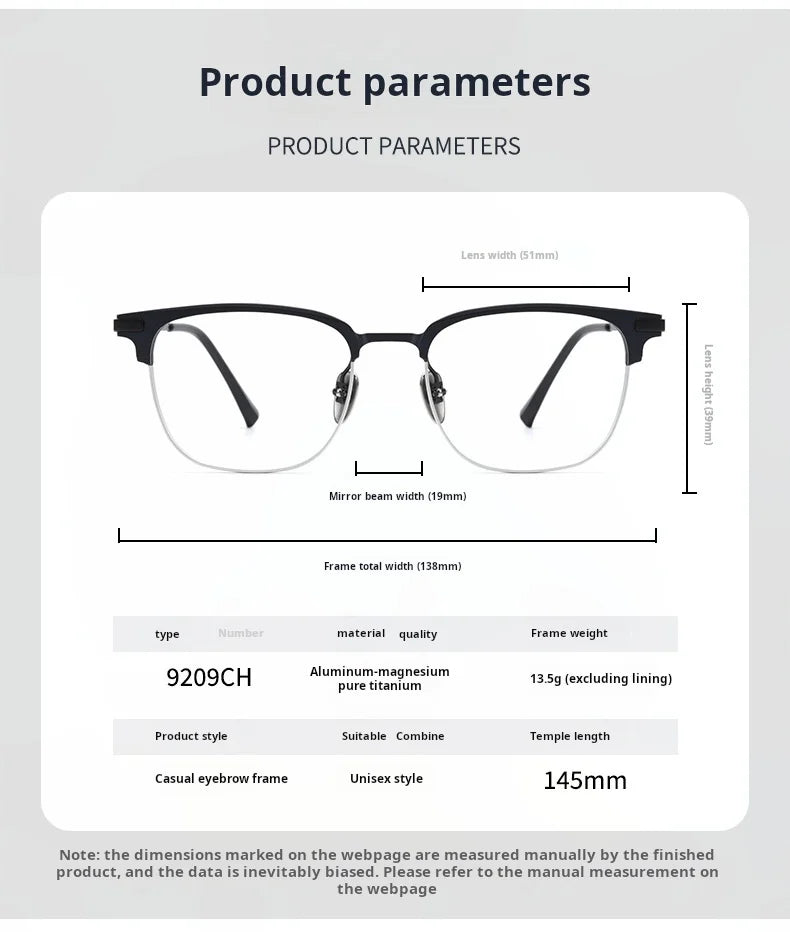 Mens Retro Oval Lightweight Pure Titanium Eyeglasses Frames