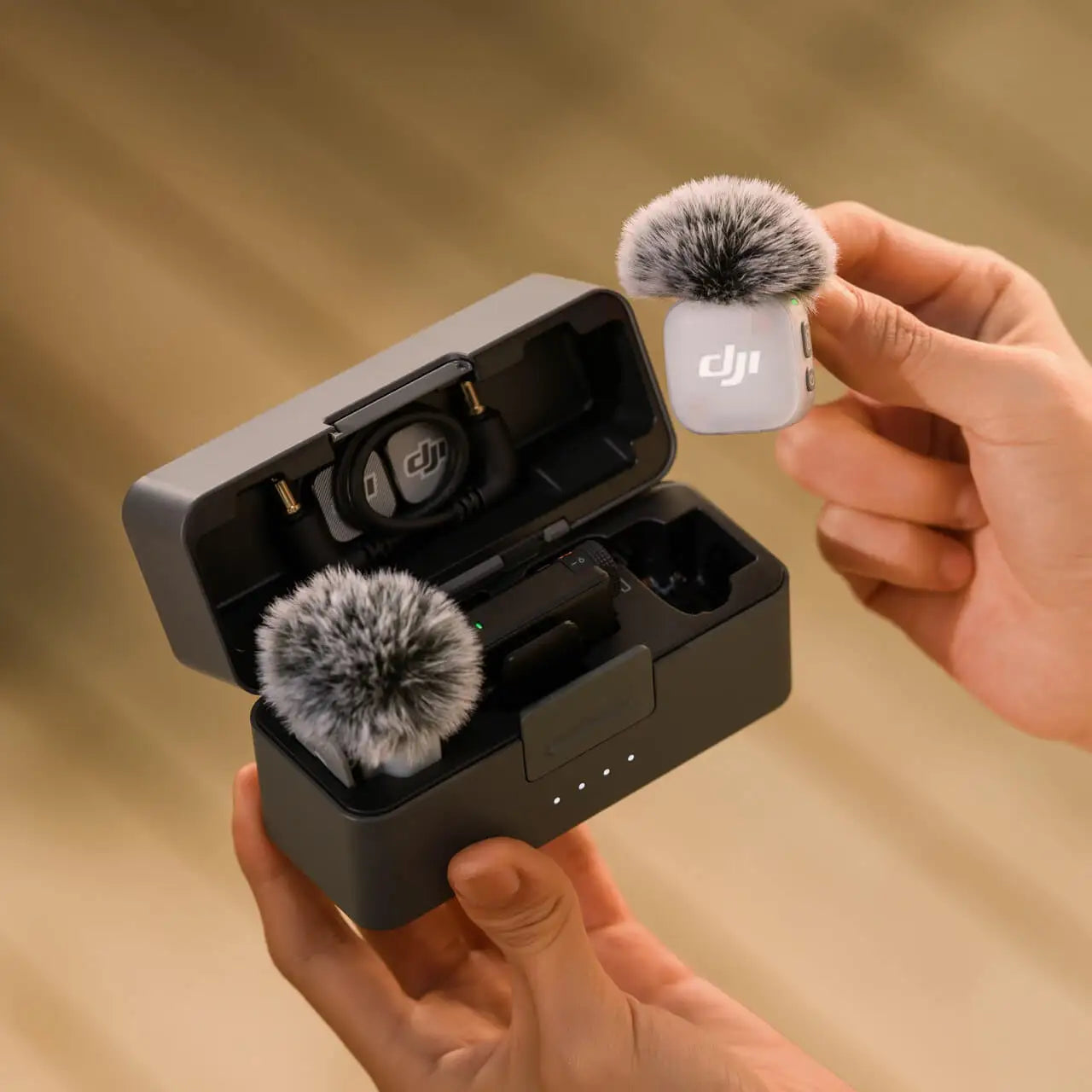 Wireless Microphone System with 48 Hour Battery Life Charging Case and Active Noise Cancelling