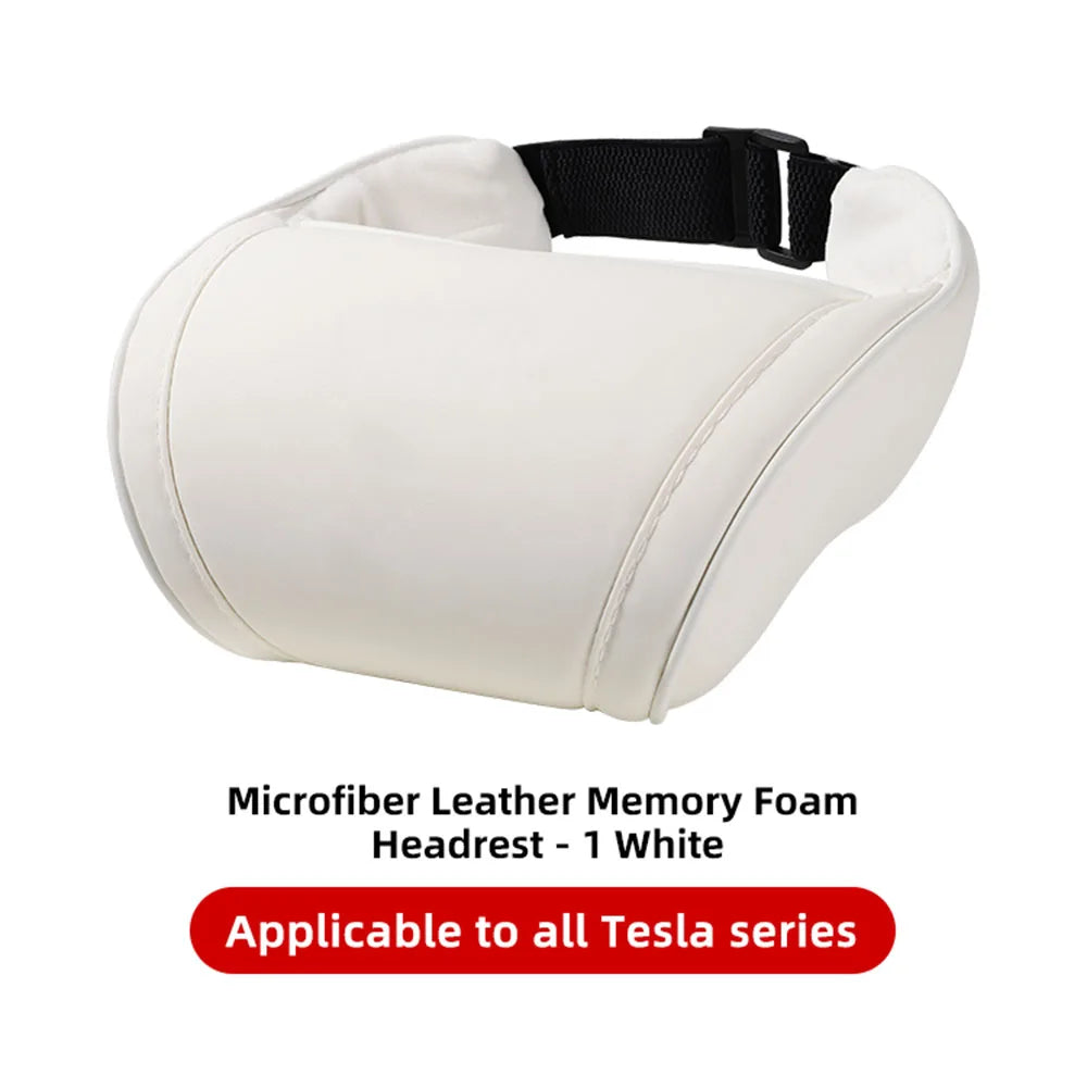 Memory Foam Car Neck Pillow for Tesla Model 3 Y X S PU Leather Headrest Support