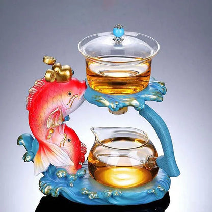 Glass Teapot Cute Deer Automatic Tea Maker Purer Oolong 6 Teacup Household Tea Set Holder Base Gift For Friend