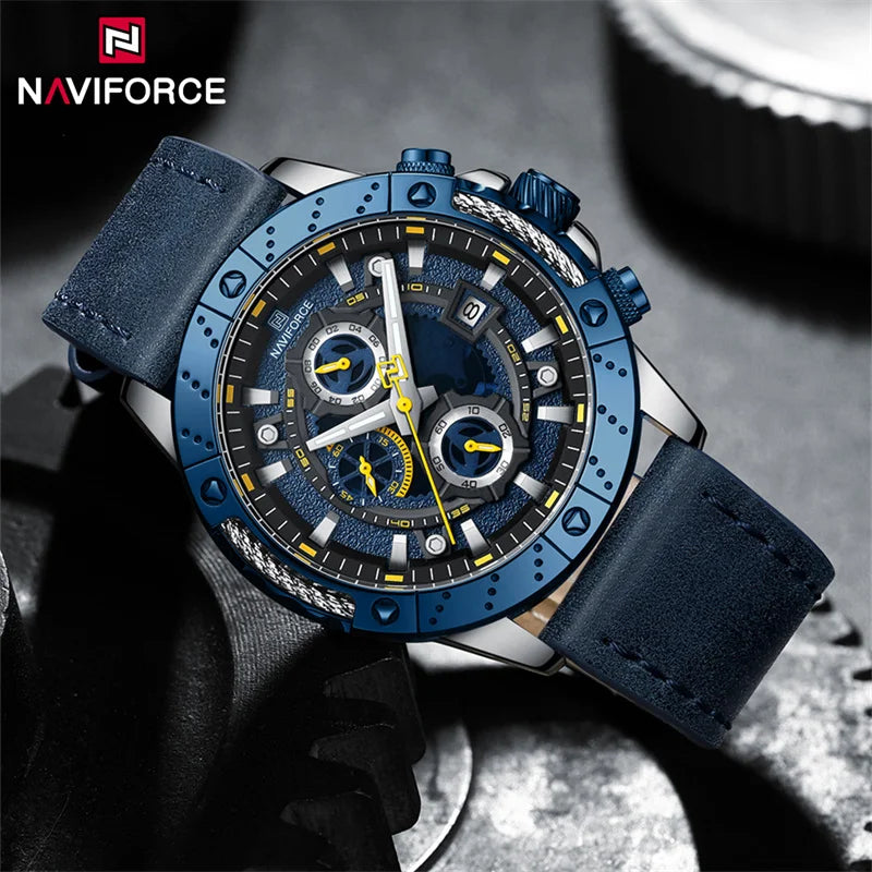 Men High Quality Multifunction Chronograph Leather Business Sports Wristwatches