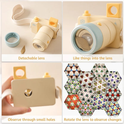 Wooden Fashion Camera Pine Detachable Camera Toy Pendant Baby Block DIY Present Nursing Gift Outdoor Adventure Simulation Camera