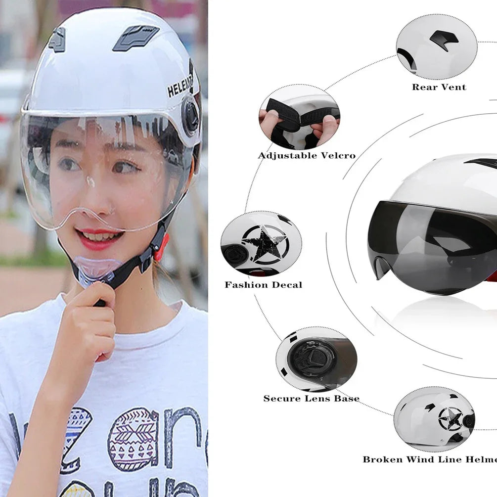 Cyclist Helmet Bicycle Helmet  Anti-UV Helmet Electric Motor Car Scooter Bike Open Face Half Helmet for Men Women
