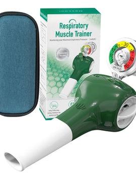 Breathing Exercise Device with Manometer for Lungs Respiratory Muscle Trainer Drug-free Therapy Inspiratory Expiratory Exerciser