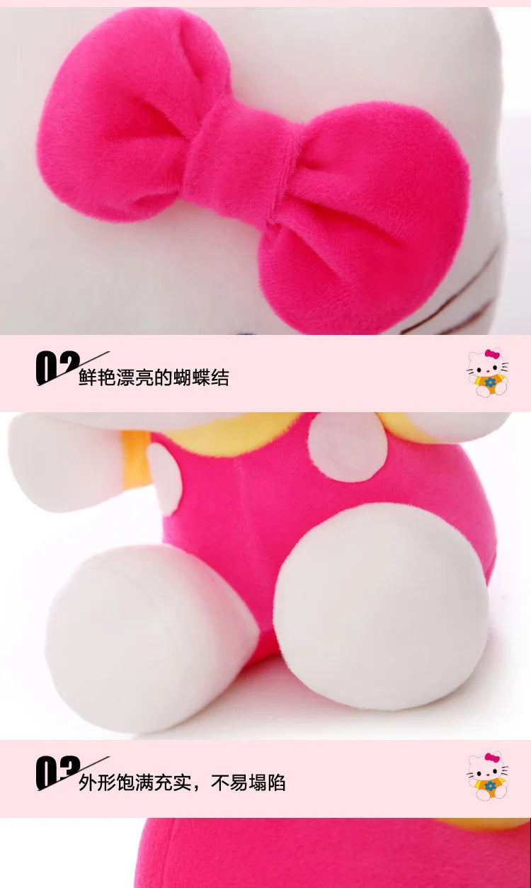 Sanrio Kawaii Hello Kitty Plush Toy KT Cat Stuffed Doll Cute Kitty Soft Toy for Kids Birthday Gift Perfect for Girls and Kids