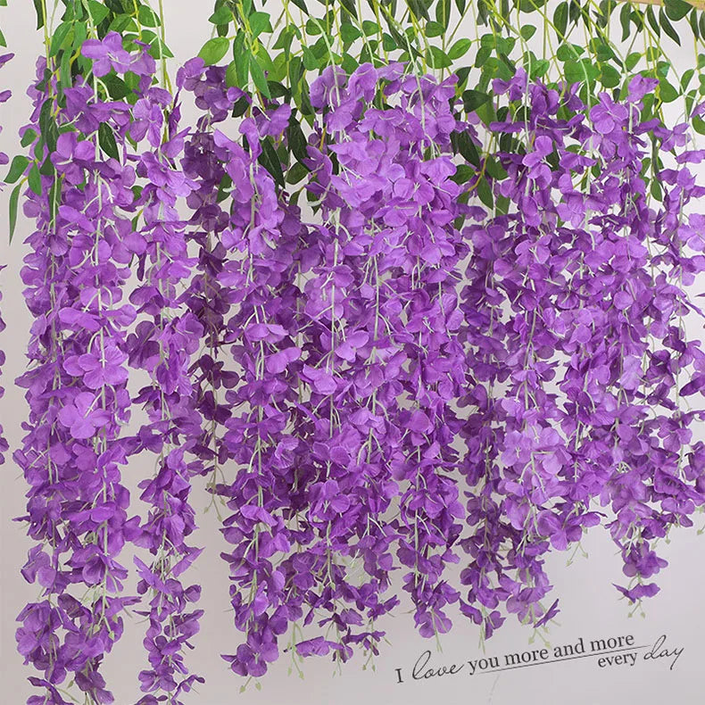 12pcs Fake Wisteria Artificial Flowers Garland for Arch Wall Wedding Decor Ivy Rattan Fake Flower Wreath Home Garden Decoration