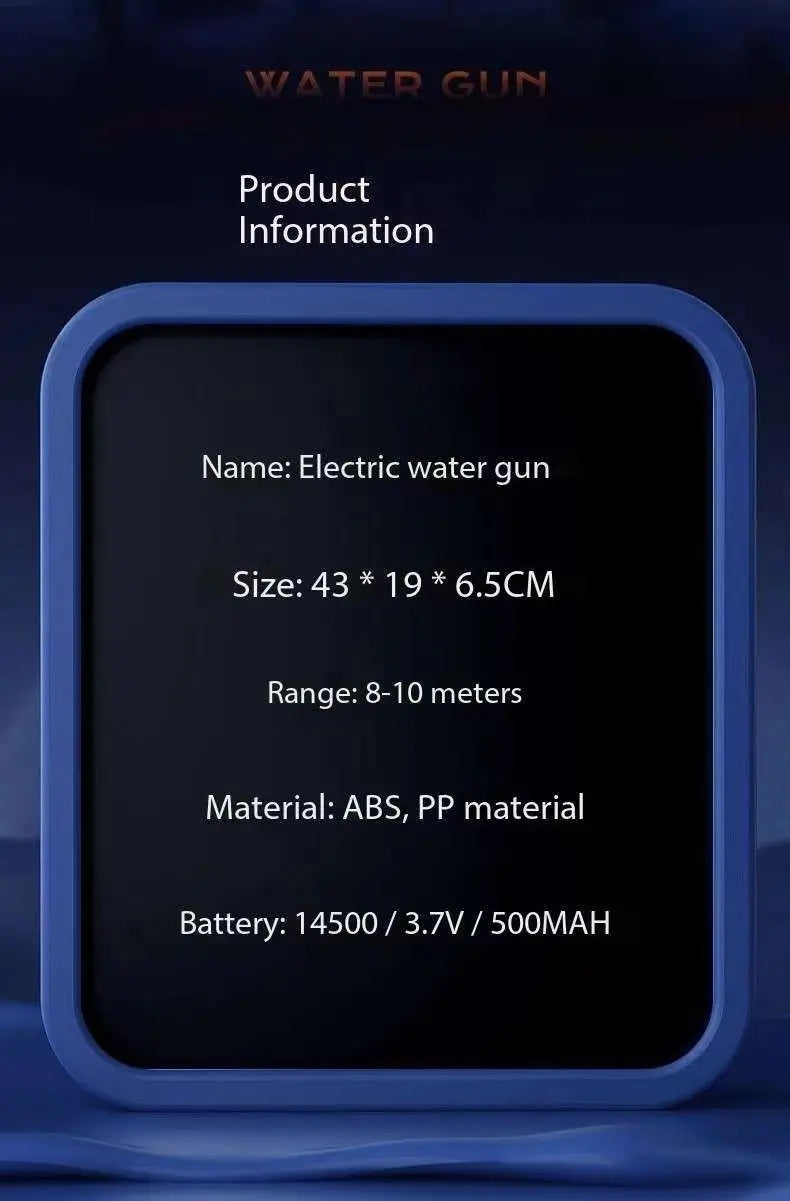 Electric Automatic Suction Water Gun Rechargeable Water Blaster for Outdoor Beach and Pool Activities