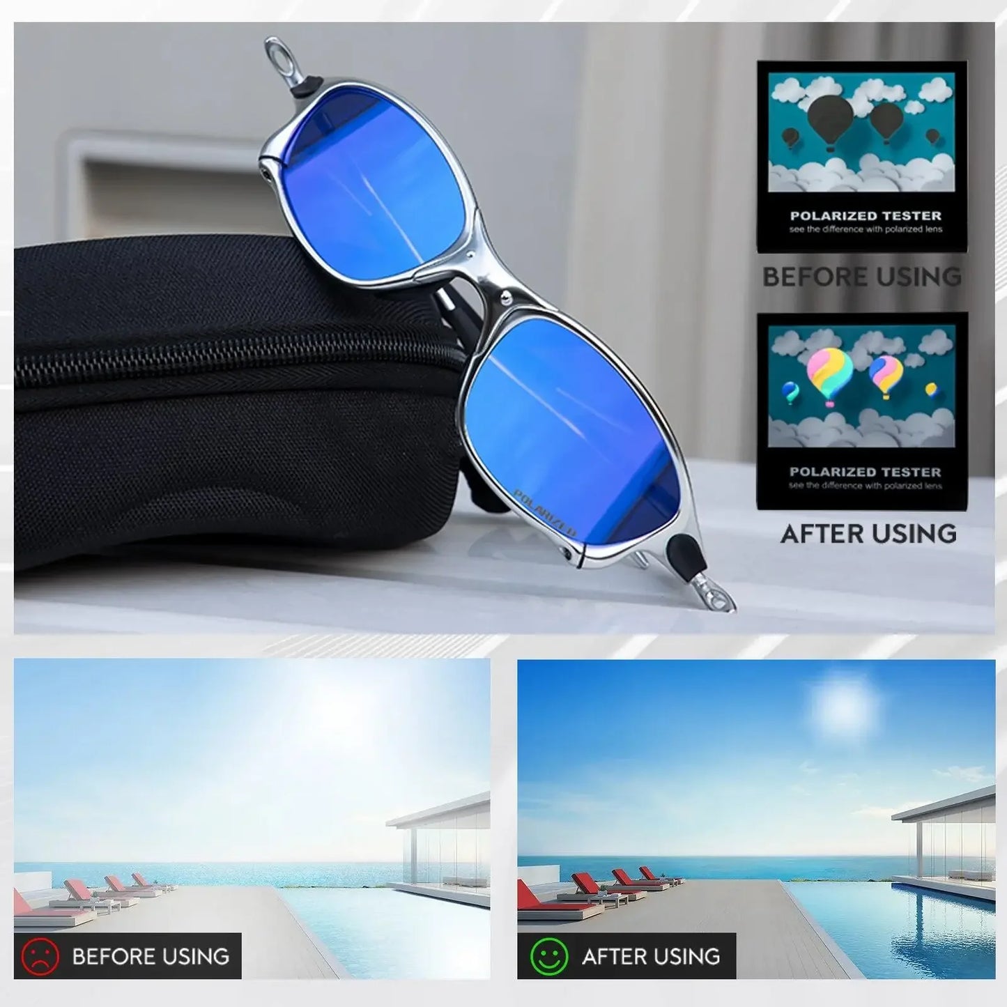Polarized Metal Cycling Sunglasses UV400 Outdoor Riding Eyewear