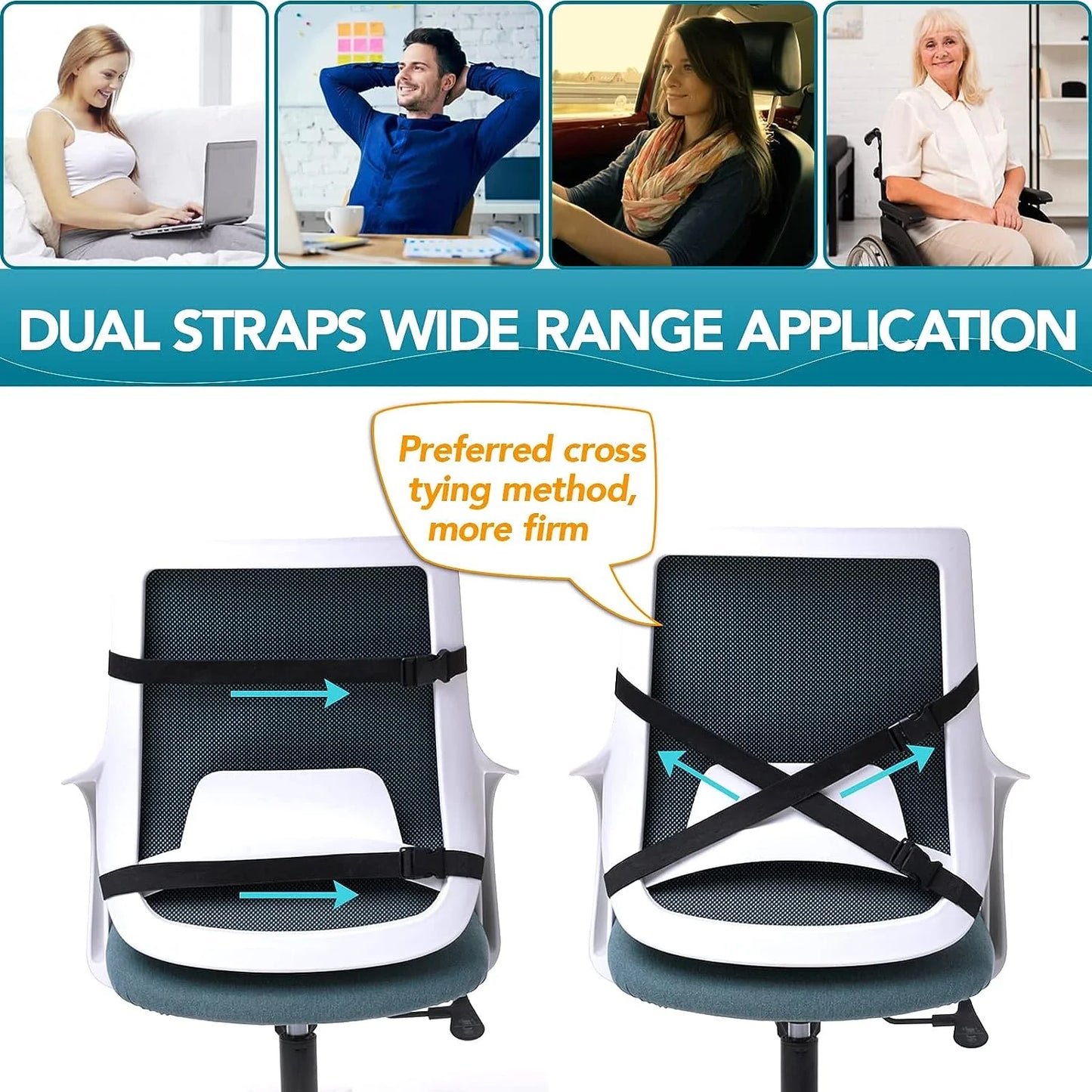 Car Seat Cushion/Waist Office Chair Back Lumbar Support Rest Rebound Memory Foam Cushion Pad Back Lumbar Cushion for Car Driver