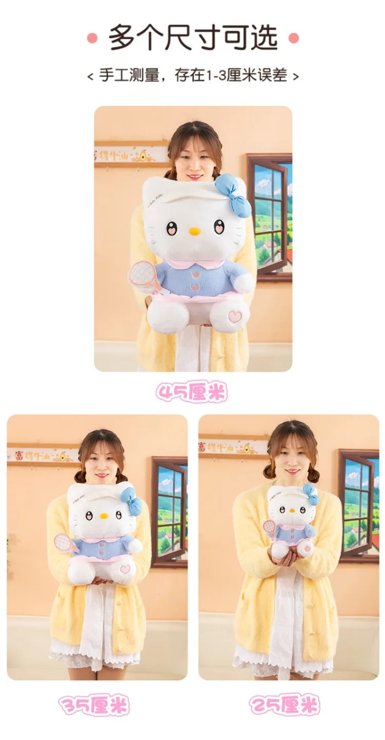 Cute Cat Character Tennis Theme Plush Stuffed Doll Toy