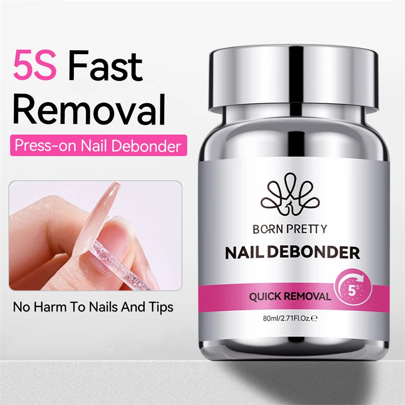 80ml Press-on Nail Debonder Glue Remover for Fake Nail Tips 5S Quick Removal No Harm To Nails And Tips Glue Tools