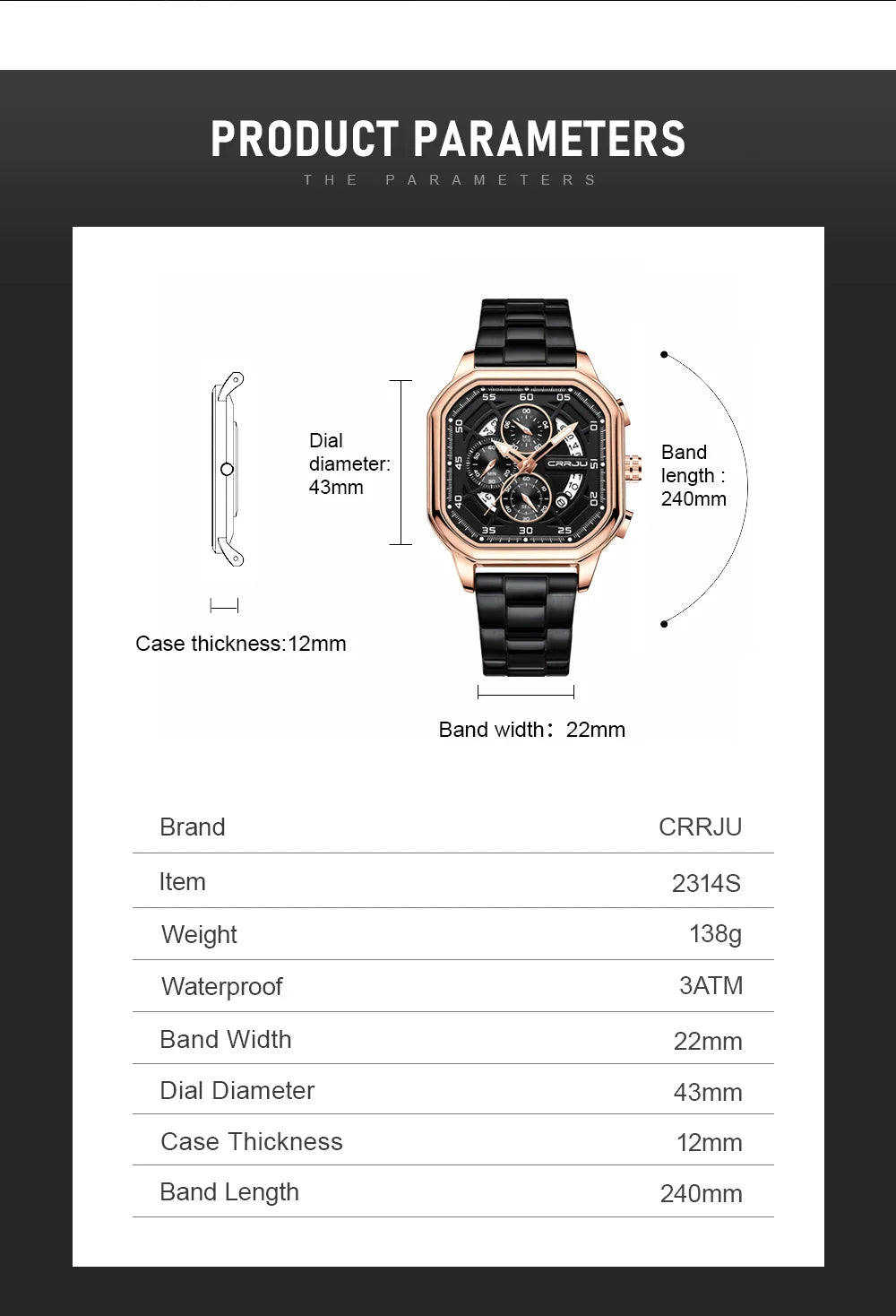 Men Watch Stainless Steel Chronograph Watches for Men Luxury Waterproof Date Analog Quartz Business Clock