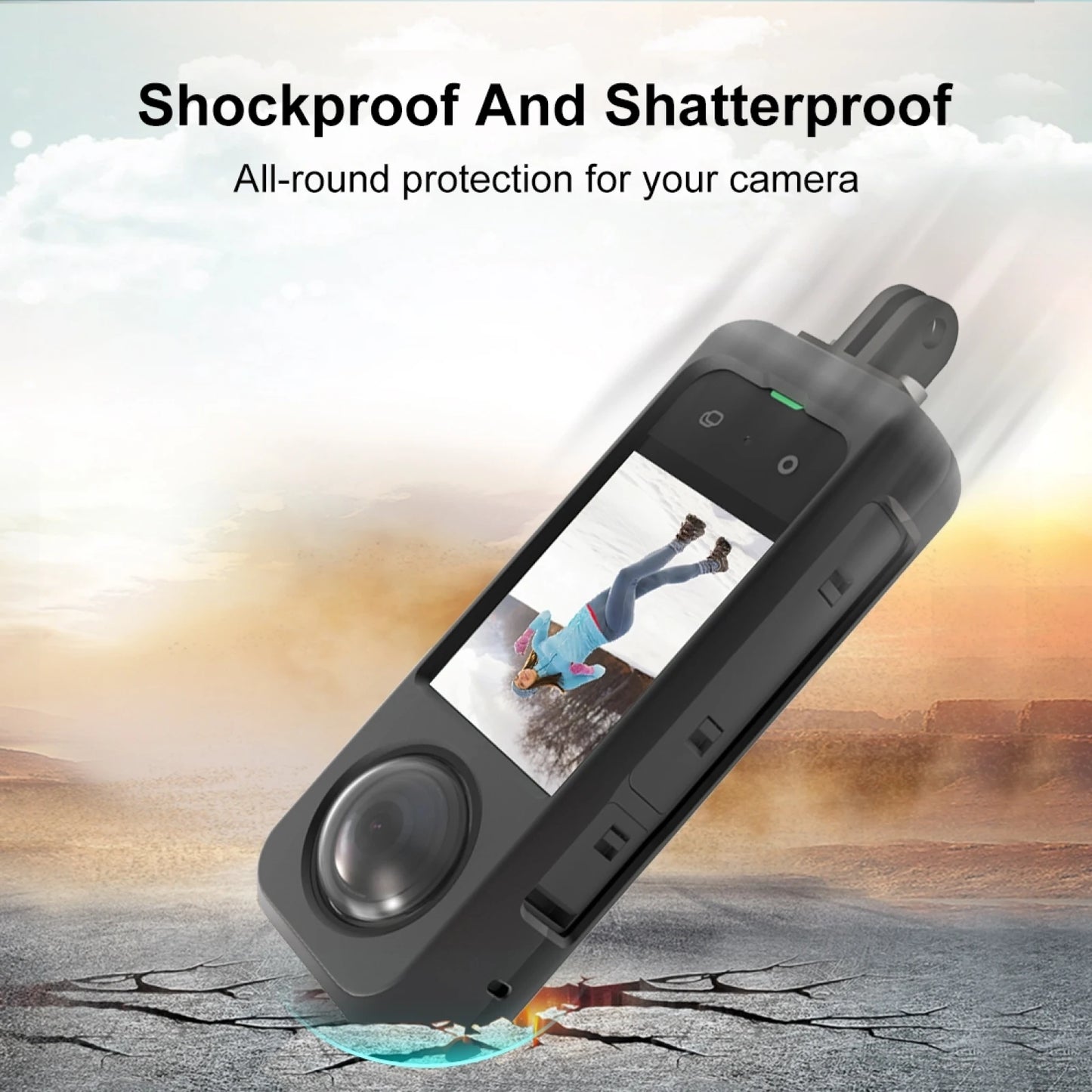 for Insta360 X3 Metal Protective Cage Rig Housing Frame with Sticking Lens Cover / Silicone Lens Cover