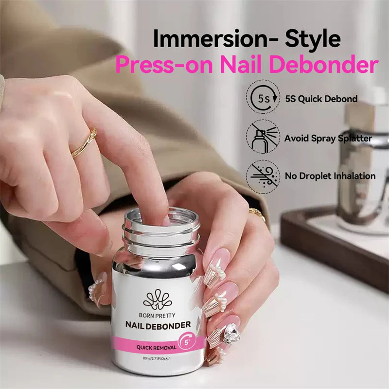 80ml Press-on Nail Debonder Glue Remover for Fake Nail Tips 5S Quick Removal No Harm To Nails And Tips Glue Tools