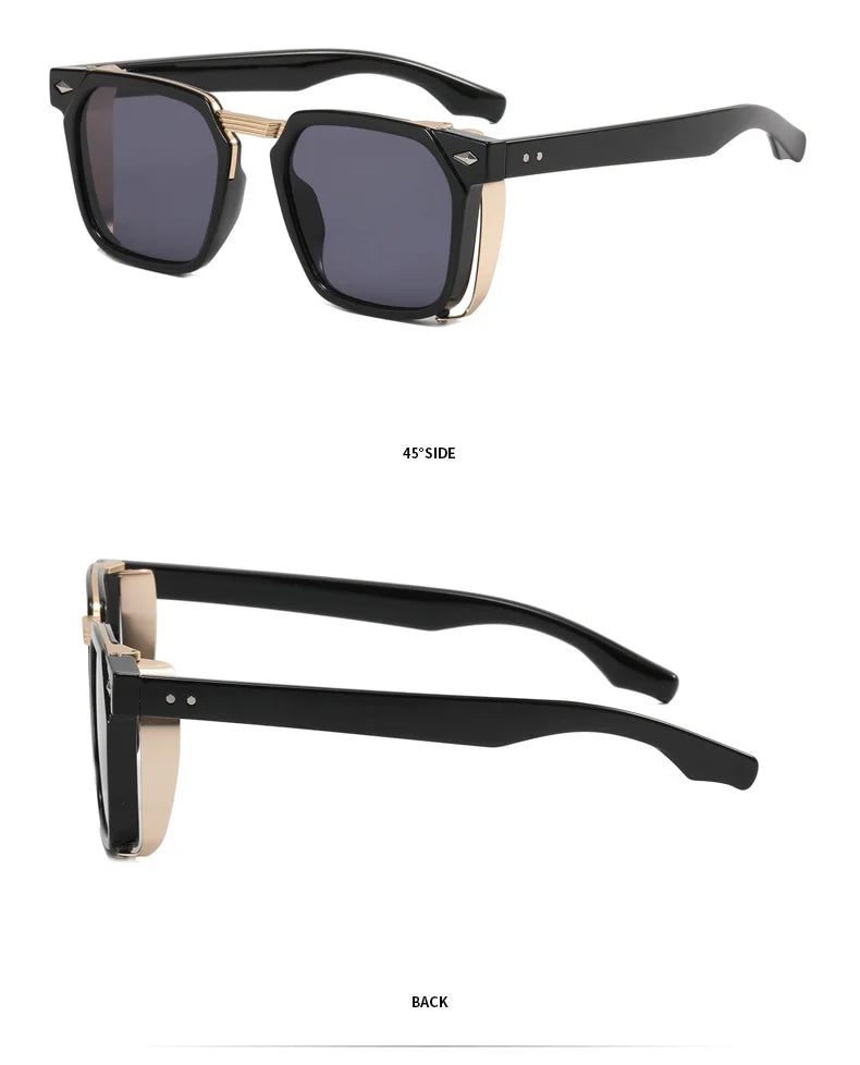 Vintage Square Punk Sunglasses With UV400 Protection