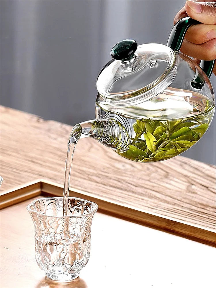 200ml Clear Heat-resistant Small Glass Teapot with Stainless Steel Filter Small Brewing Flower Green Tea Pot Kung Fu Tea Set