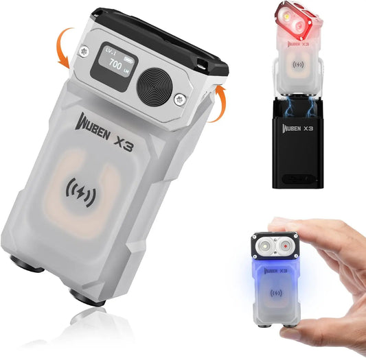 700 Lumen Rechargeable Swivel Head EDC Flashlight With Wireless Charging Case