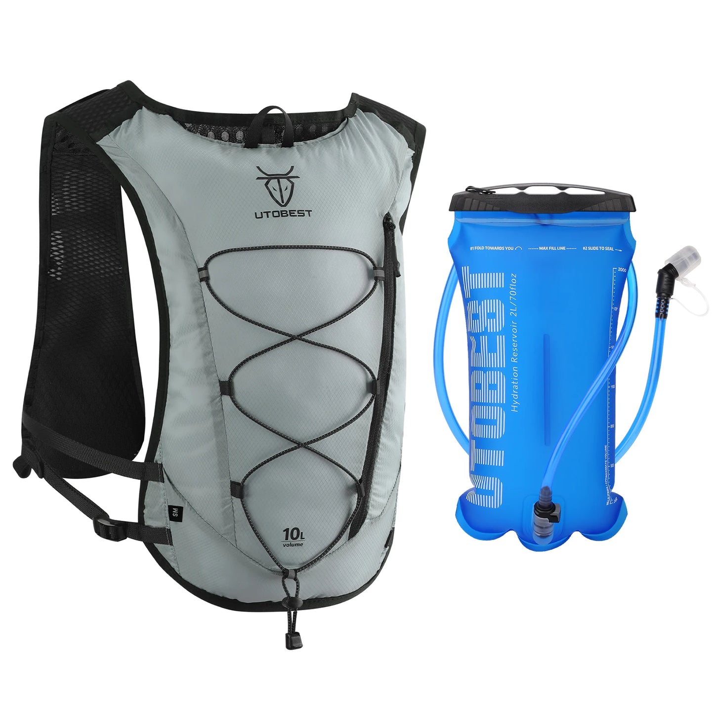 Trail Running Backpack 10L Ultra Lightweight Hydration Vest with 2L Water Bladder for Outdoor Hiking Cycling Marathon