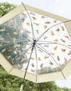 Cute Long Umbrella for Women Windproof Korean Style Transparent Umbrella for Rain Travel Fashion Cat Umbrellas