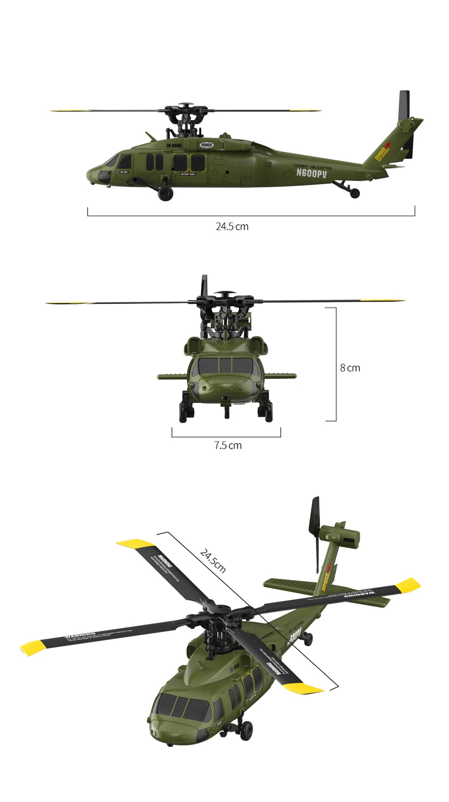 Remote Control Black Hawk Helicopter With Optical Flow Positioning