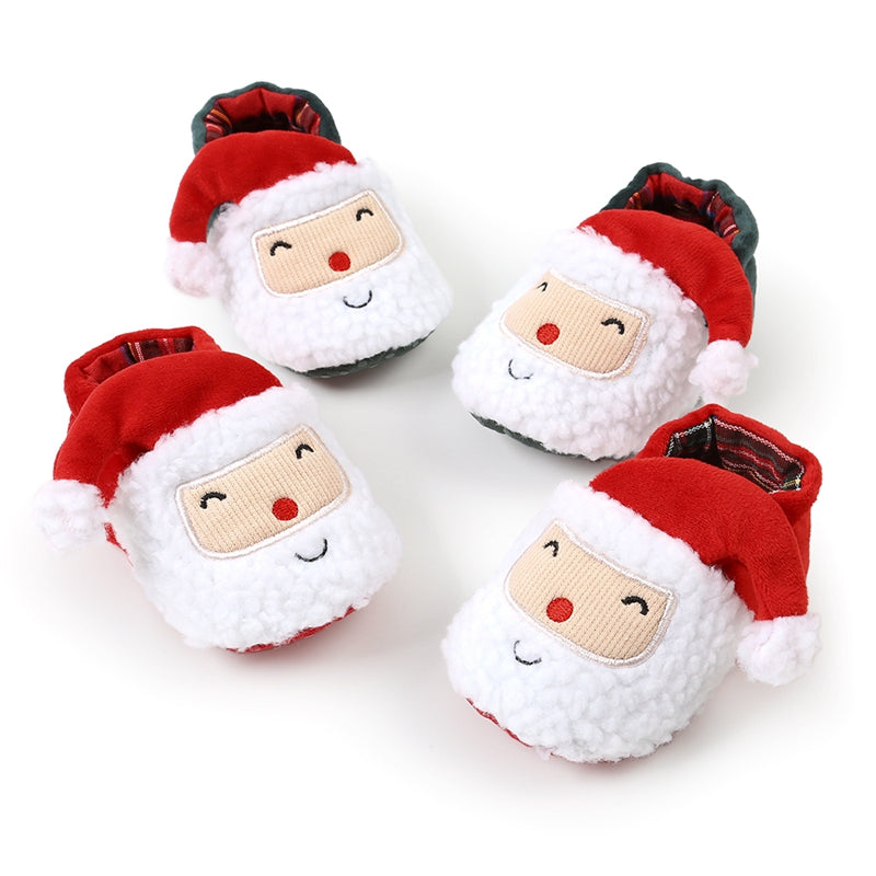 Christmas  Shoes  Winter Snow Boots Cute Cartoon Santa Claus Warm  Walking Shoes Girls Boy Crib Shoes First Walker
