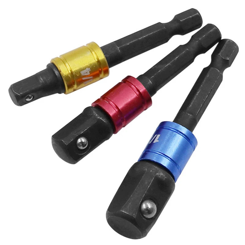 Socket Adapter Impact Grade CR-V 1/4" 3/8" 1/2" Hex Shank Bit Square Power Drill Sockets Bit Set Driver Wrench Sleeve Extension