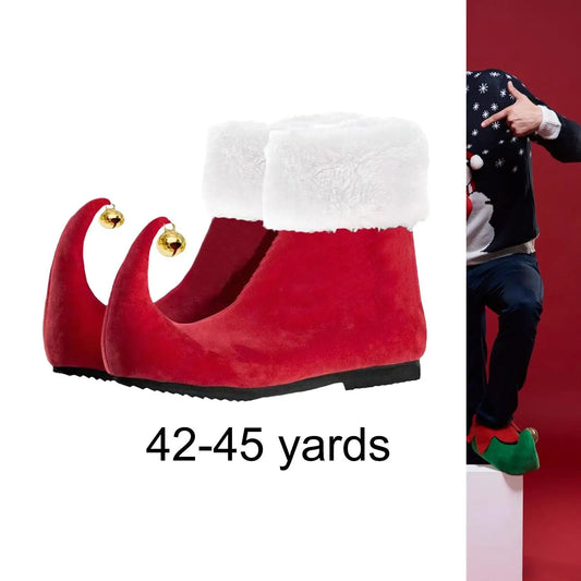 Christmas Adult Elf Santa Claus Shoes Red Ankle Boots With Bells Role Play Accessories For Party Stage Performance Props Unisex