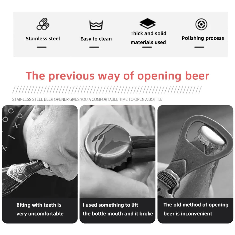 Stainless Steel Beer Bottle Opener Kitchen Accessories Beer Soda Supplies Kitchen Tool Cap Red Wine Bottle Automatic Opener Bar