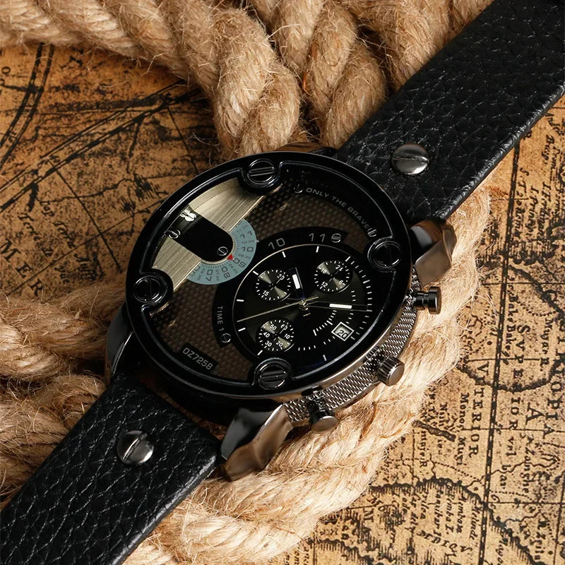 Sport Big Business Watches Men Clock Locomotive Army Retro Black Quartz Watch