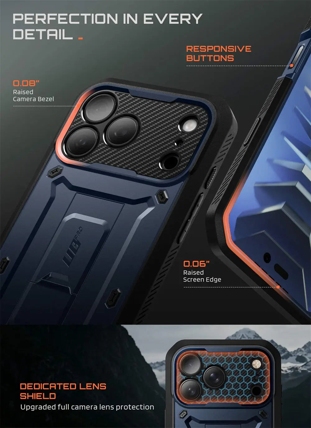 Full Body Rugged Phone Case with Built In Screen Protector and Belt Clip Holster for iPhone 17 Pro Max and iPhone 18 Pro Max