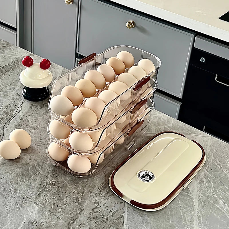 Automatic Rolling Egg Storage Box – 1-Piece Handheld Refrigerator Side Door Egg Rack