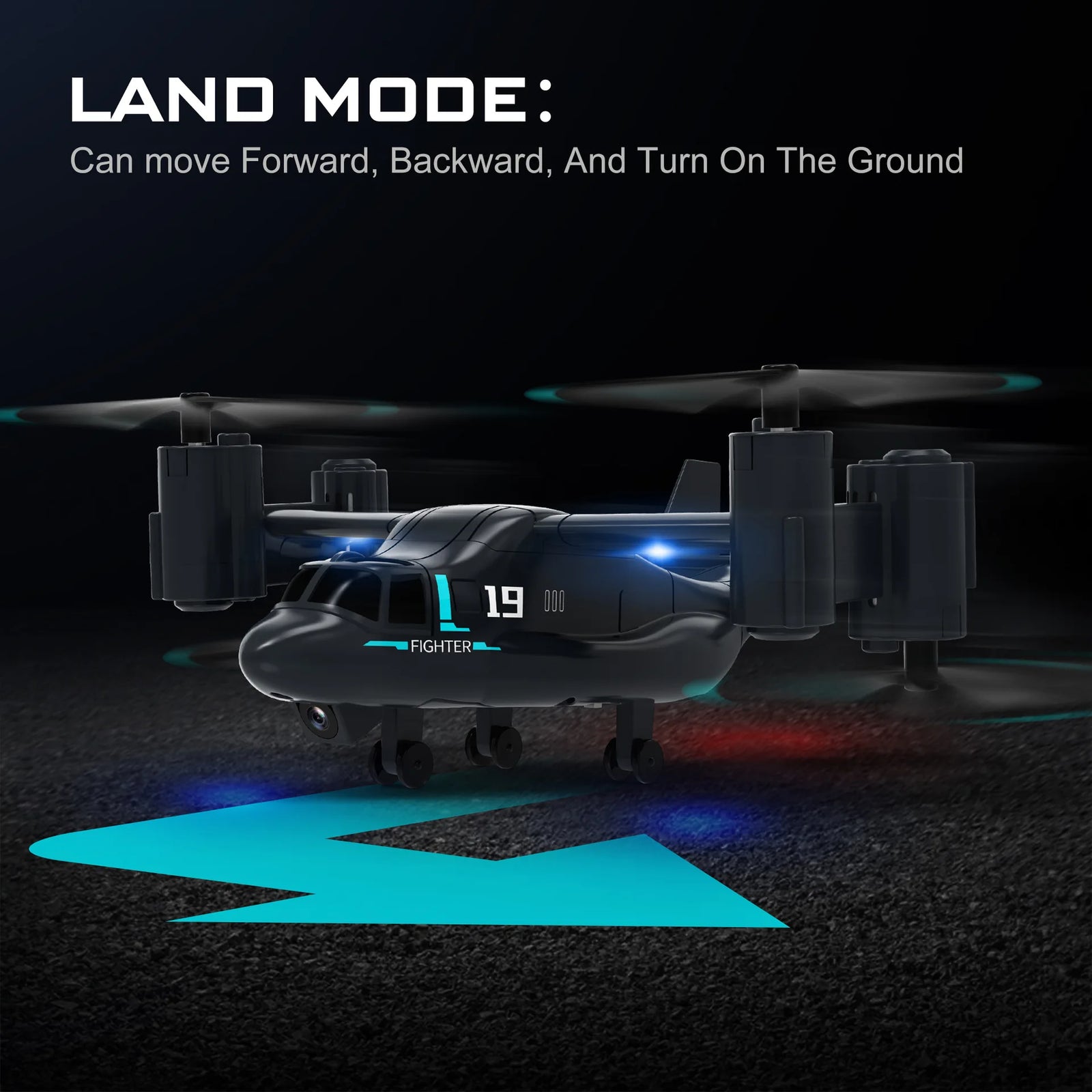 Remote Control Helicopter Drone 480P Camera Fighter UAV Land Air Mode Aircraft Brushless RC Drones for  Plane Toys