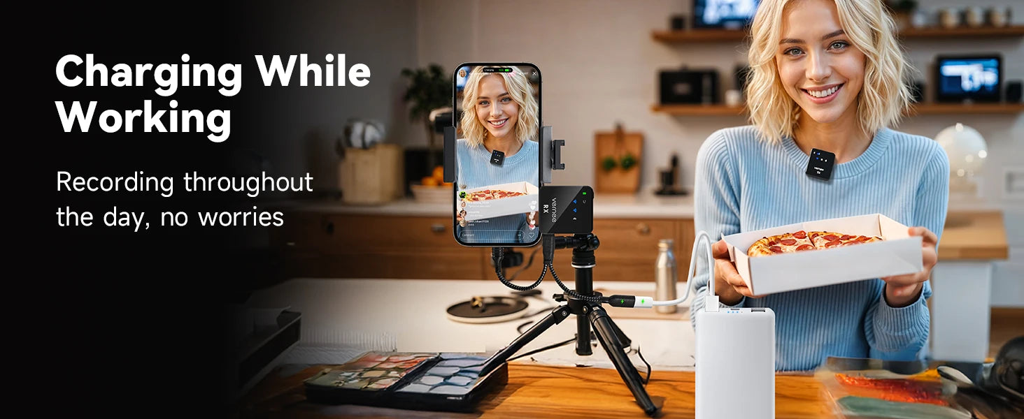 V3 Wireless Microphone Lavalier 180m Range Noise Cancellation Mini Mic for iPhone Camera 20H Battery for Photography Vlog