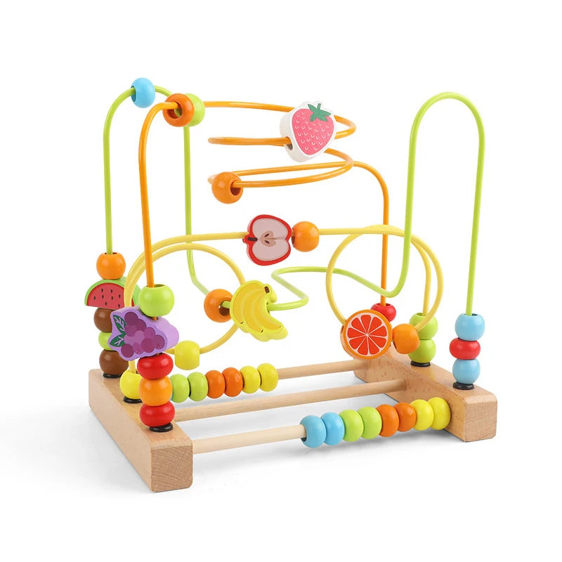 Montessori Wooden Toys Circles Bead Wire Maze Roller Coaster  Early Educational Puzzles Toy for  1 2 3 Years